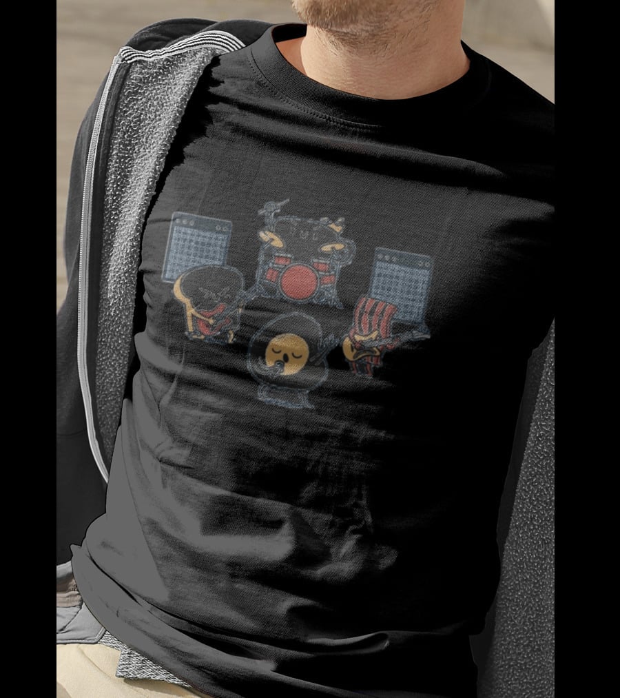 Breakfast Food Band Egg Bacon Playing Music Instruments T-Shirt