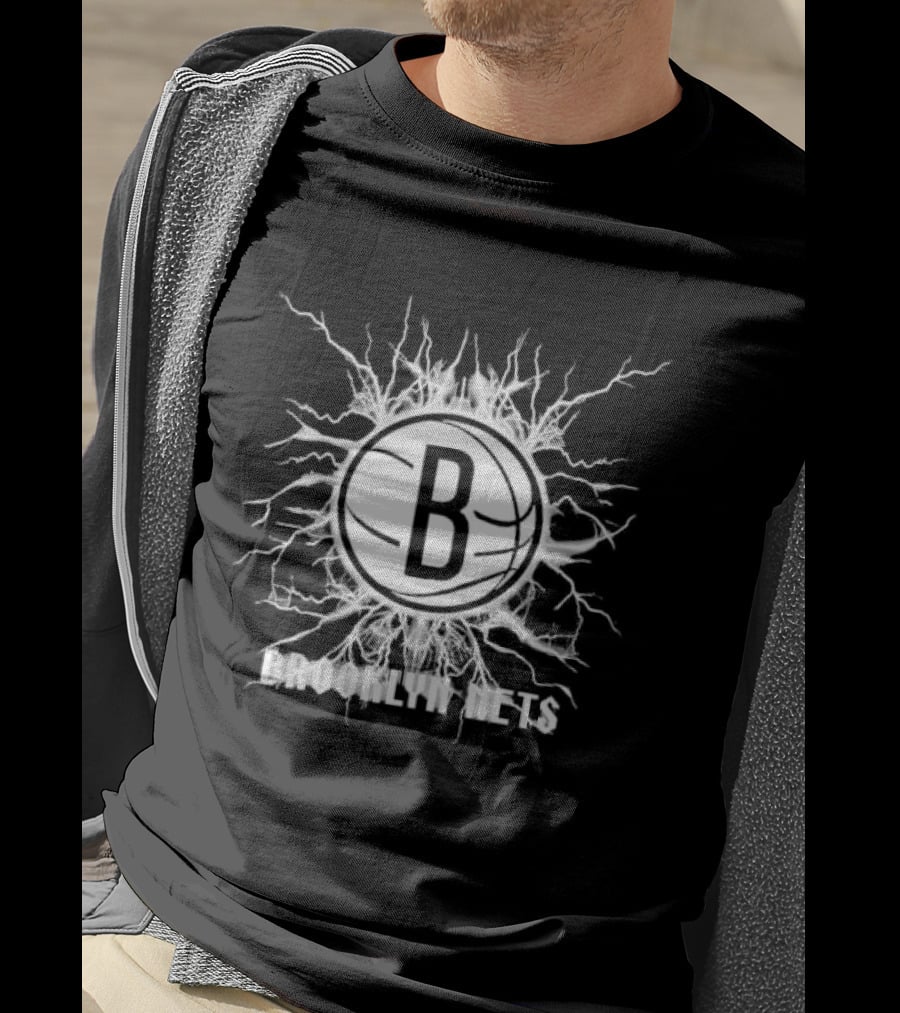 Brooklyn Nets B Lightning Basketball Burst T-Shirt