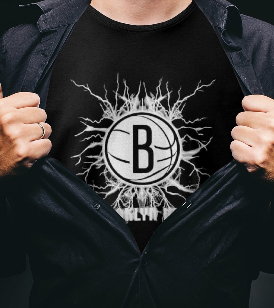 Brooklyn Nets B Lightning Basketball Burst T-Shirt