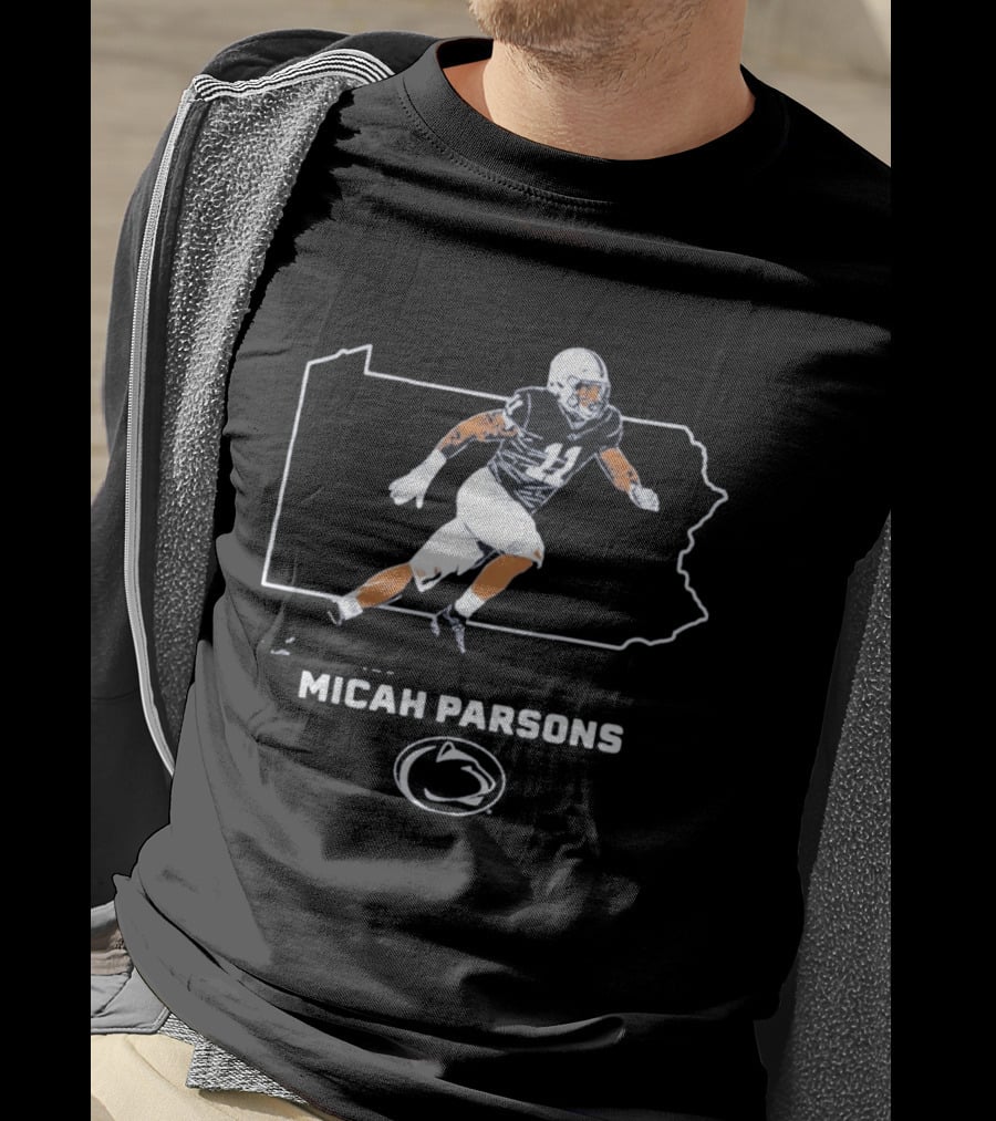 Micah Parsons Penn State Football Player With State T-Shirt