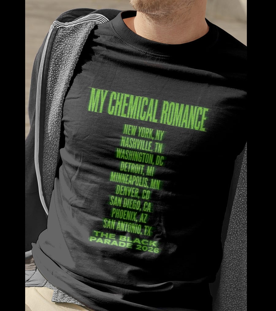 My Chemical Romance The Black Parade 2026 New York City Nashville Washington Detroit Minneapolis Denver San Diego Phoenix San Antonio Tour Dates T-Shirt