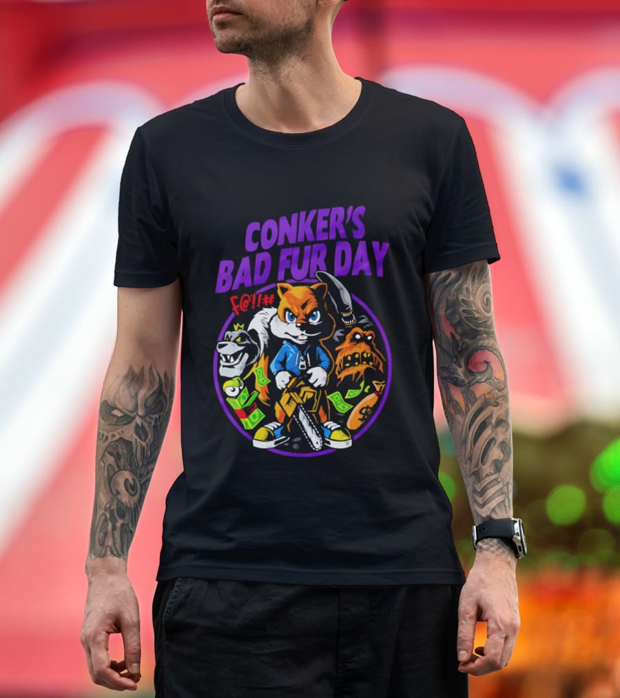 Conker's Bad Fur Day Chainsaw Squirrel Gaming Money T-Shirt