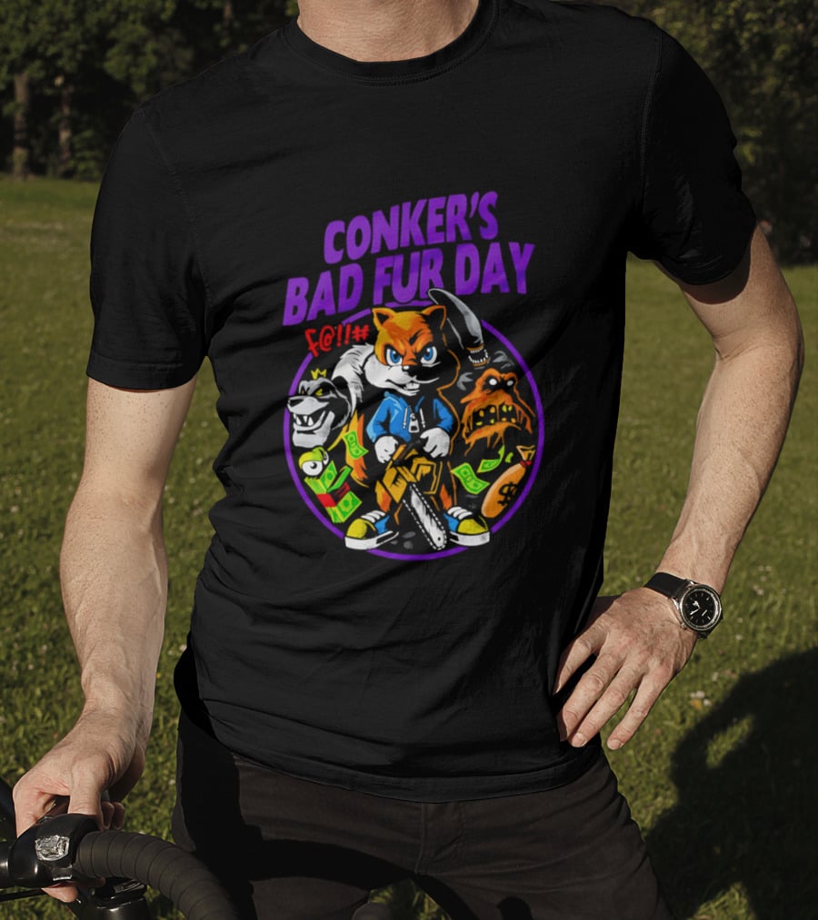 Conker's Bad Fur Day Chainsaw Squirrel Gaming Money T-Shirt