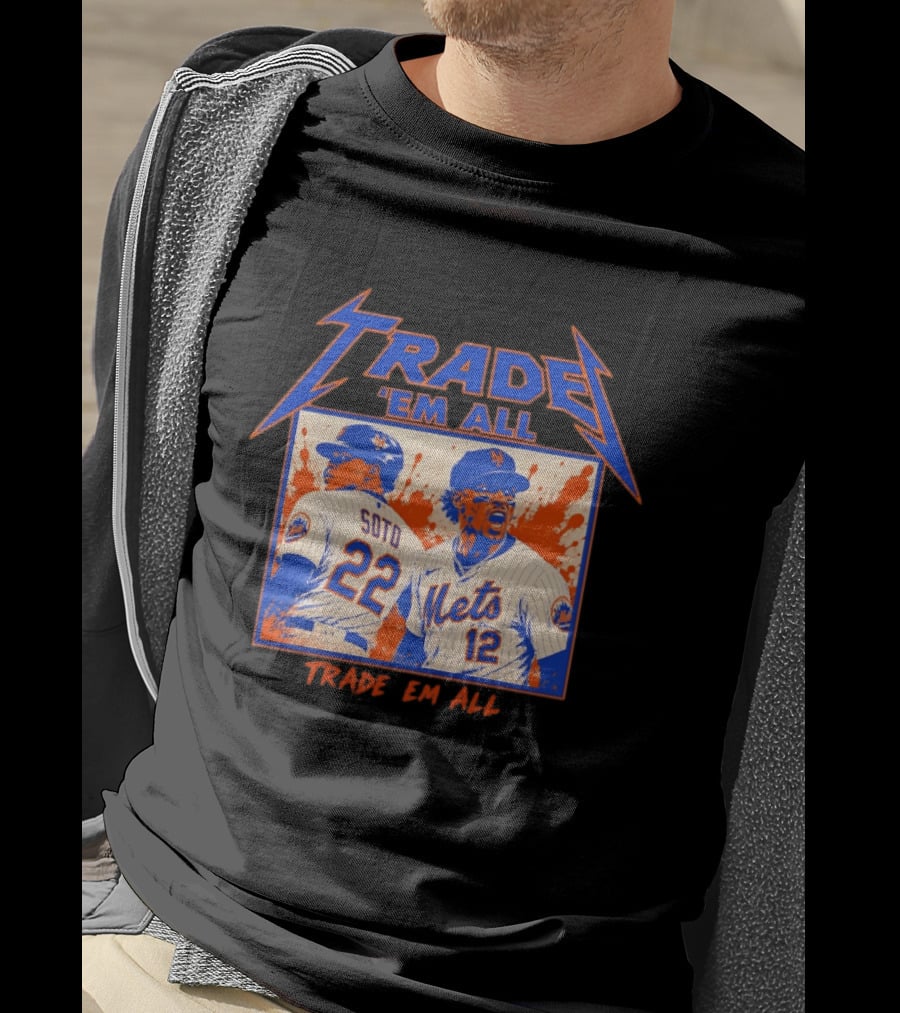 New York Mets Trade Em All Soto Heavy Metal Splatter Player Photos T-Shirt