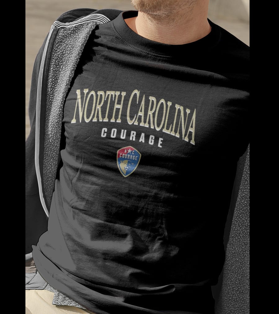 North Carolina Courage Arched Lettering Team Crest N C Shield T-Shirt
