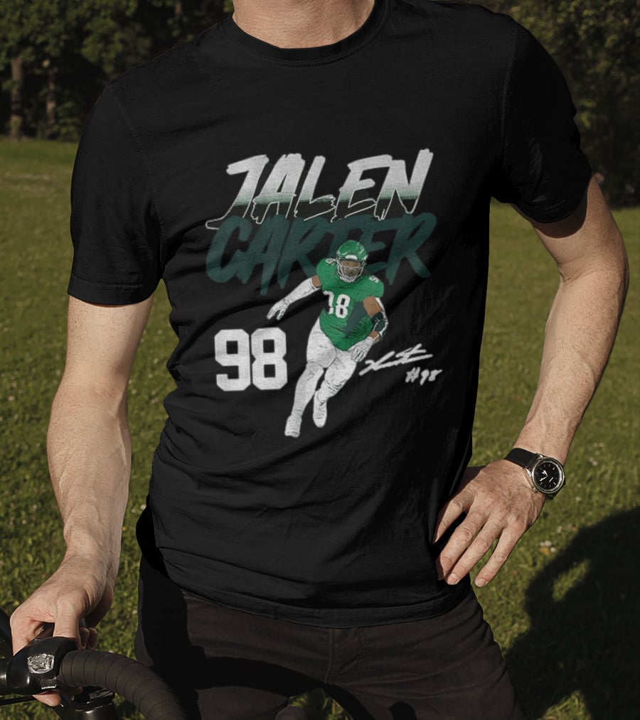 Jalen Carter Philadelphia Eagles 98 Football Player Signature T-Shirt