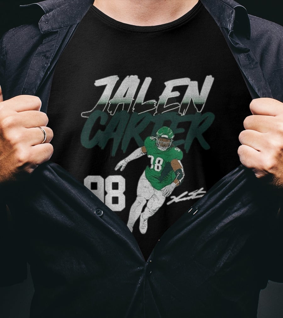 Jalen Carter Philadelphia Eagles 98 Football Player Signature T-Shirt