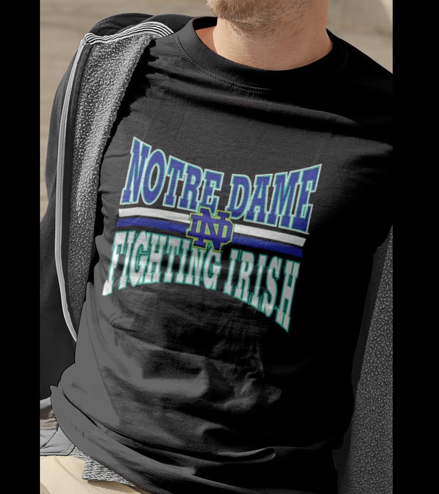 Notre Dame Fighting Irish Interlocking ND Monogram Curved NCAA T-Shirt