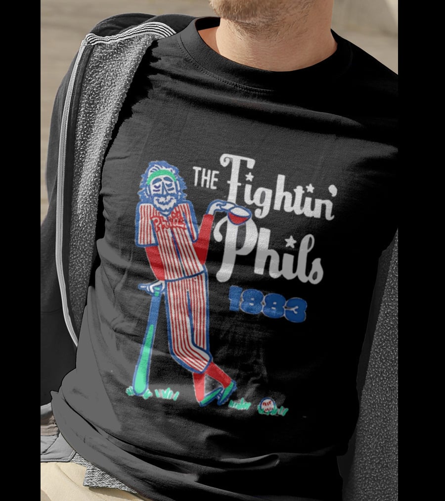 Phillies The Fightin' Phils 1883 Vintage Baseball Character With Bat And Ball T-Shirt