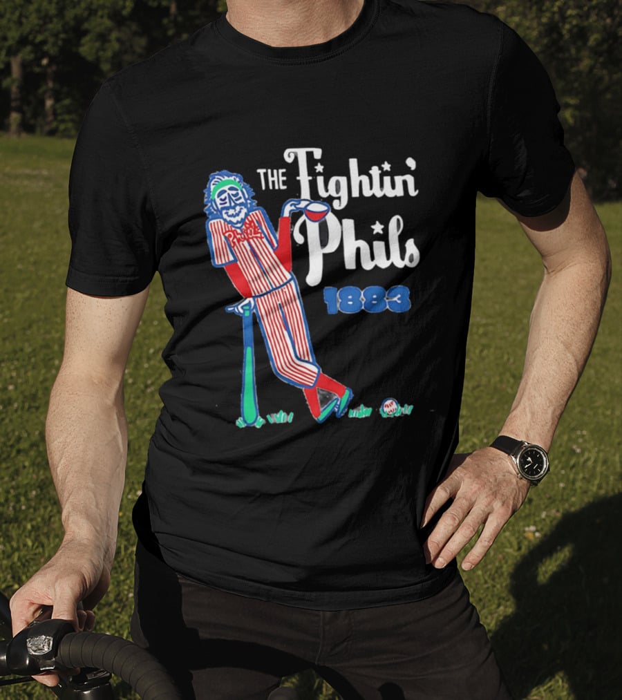 Phillies The Fightin' Phils 1883 Vintage Baseball Character With Bat And Ball T-Shirt