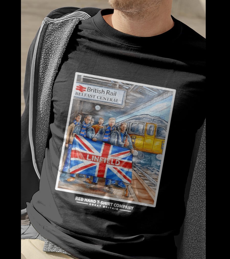 British Rail Belfast Central Linfield UK Flag T-Shirt