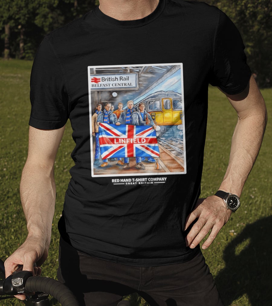 British Rail Belfast Central Linfield UK Flag T-Shirt