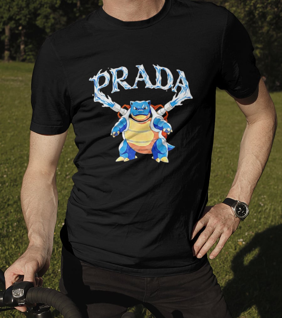 Prada Blastoise Pokemon Mashup Water Cannon T-Shirt