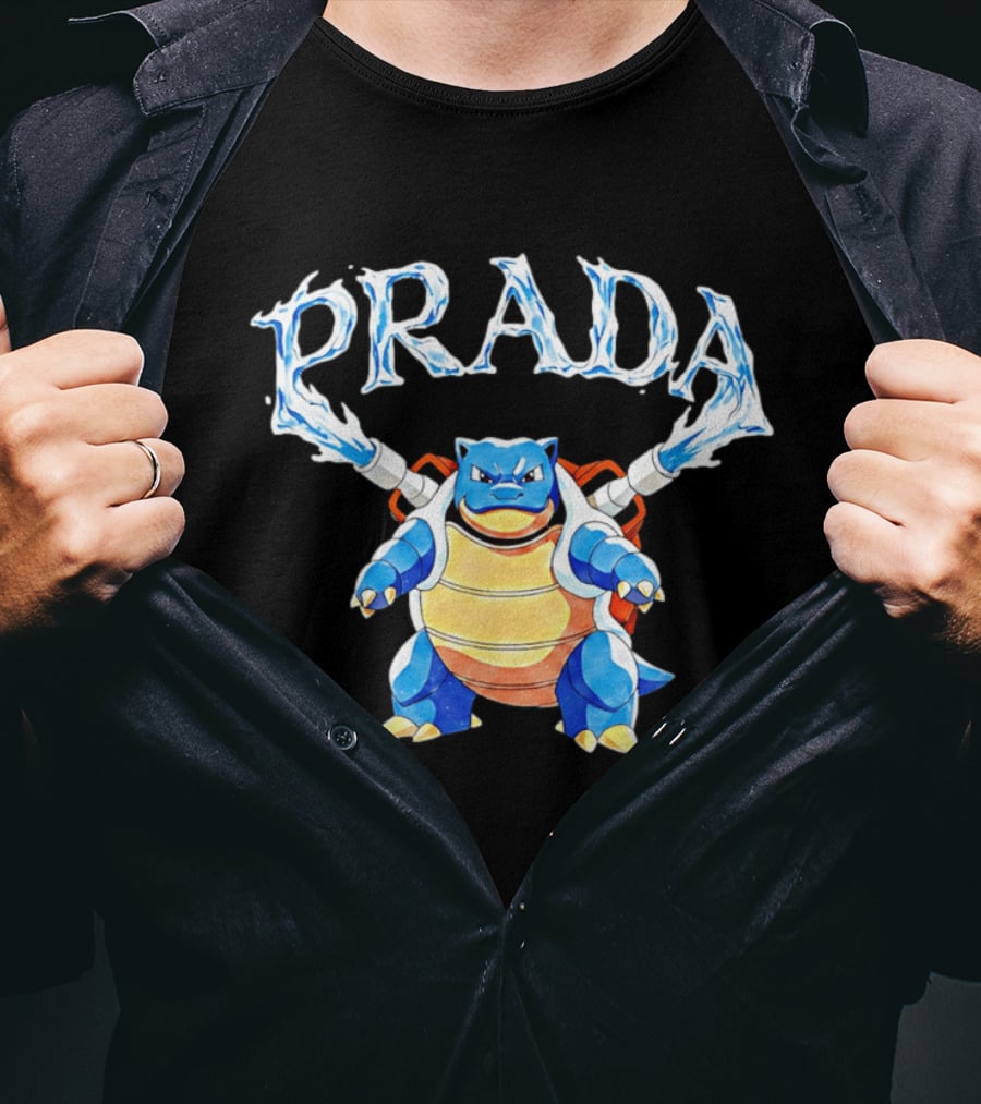 Prada Blastoise Pokemon Mashup Water Cannon T-Shirt