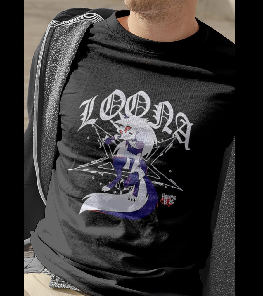 Loona Helluva Boss Demon Character With Stylized White Text And Pentagram T-Shirt