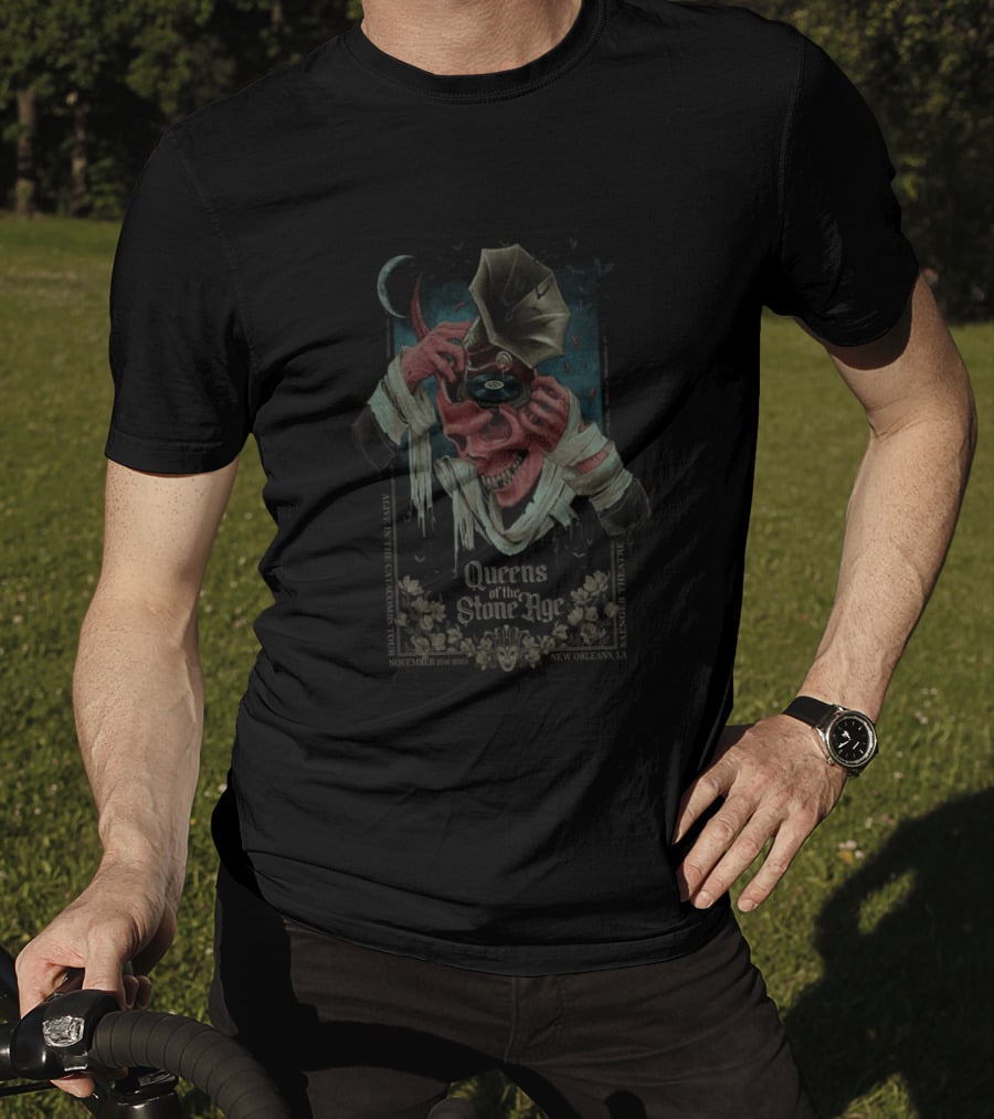Queens Of The Stone Age Alive In The Catacombs Tour 2025 Saenger Theatre New Orleans T-Shirt