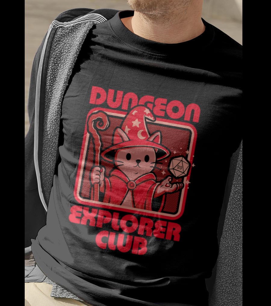 Dungeon Explorer Club RPG Mage Cat T-Shirt