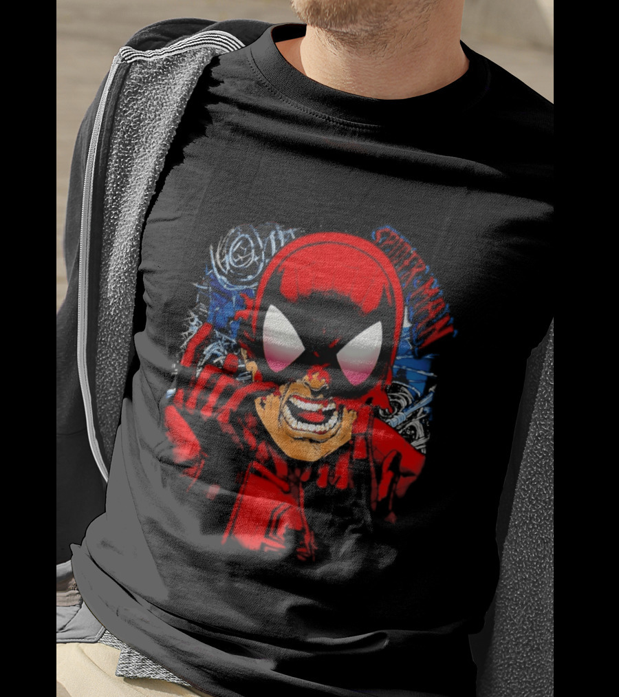 Spider Man Marvel Comics Pulling Off Mask Action T-Shirt