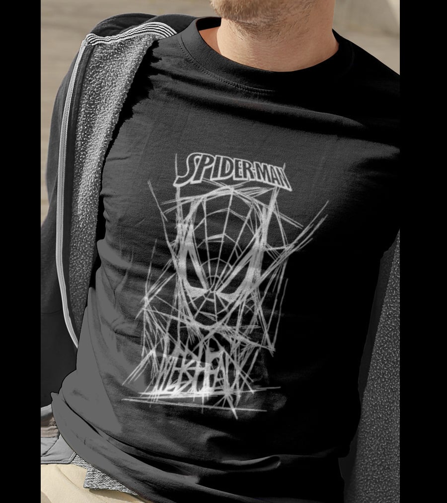 Spider Man Webbed Mask Sketch Spiderman Webhead T-Shirt