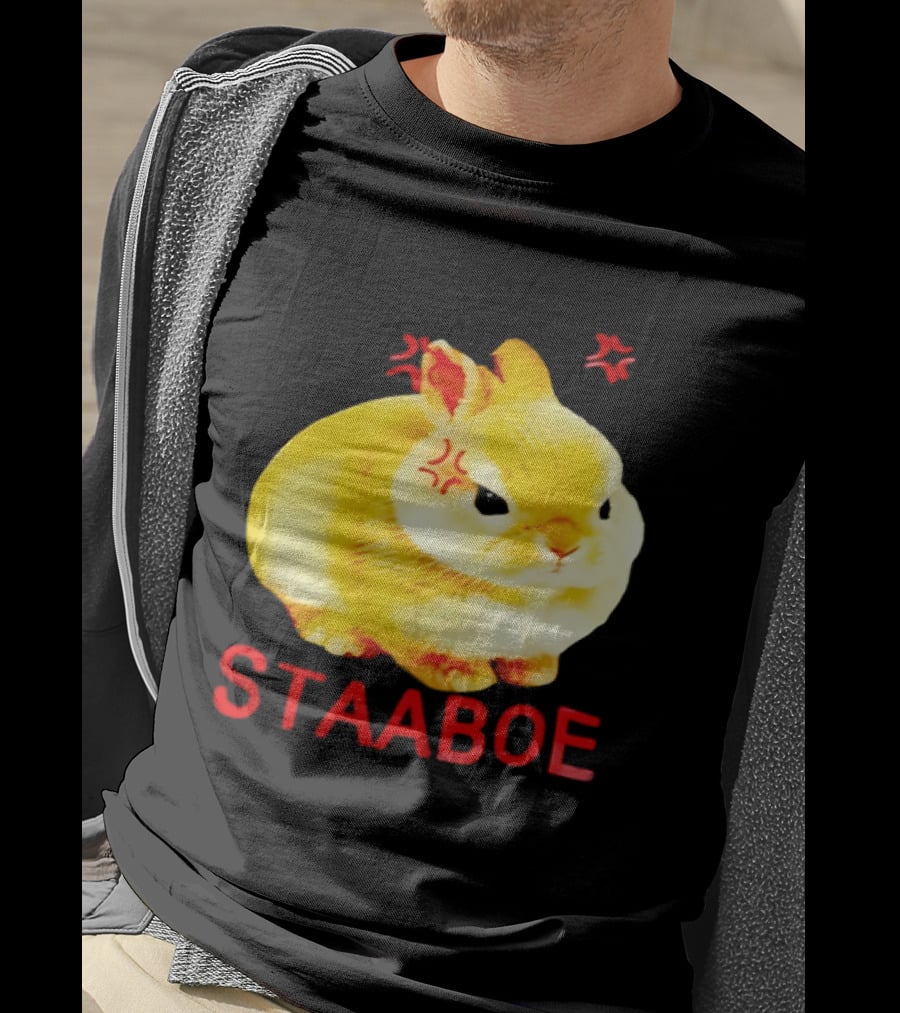 Staaboe Angry Fluffy Yellow Rabbit Red Marks T-Shirt