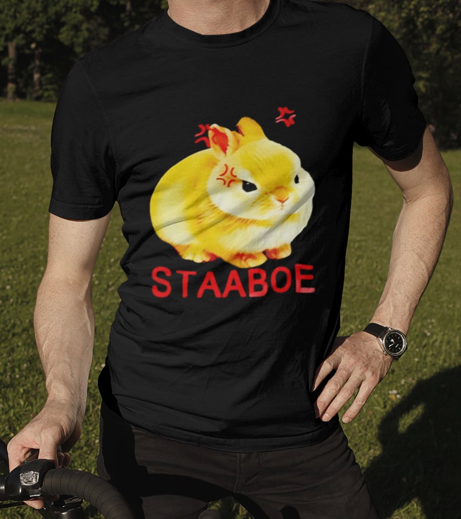 Staaboe Angry Fluffy Yellow Rabbit Red Marks T-Shirt