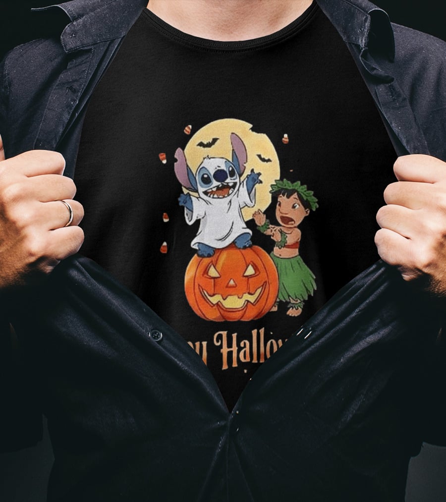 Stitch Halloween Happy Pumpkin Lilo Ghost Costume T-Shirt