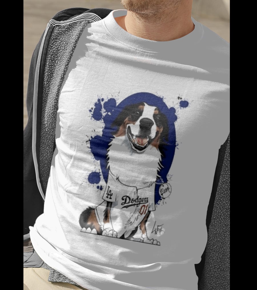 Los Angeles Dodgers MLB Kygo Cartoon Australian Shepherd Dog Paint Splatter T-Shirt