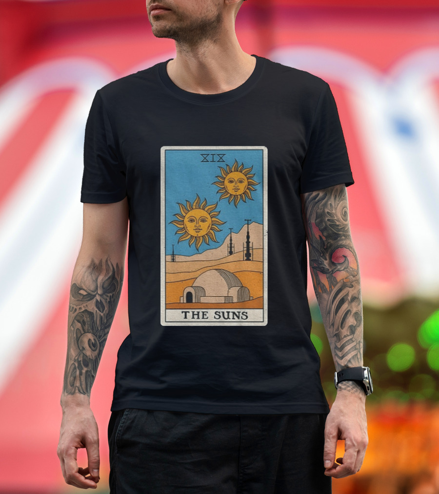 XIX The Suns Twin Suns Tarot Card Star Wars Tatooine Desert Dome T-Shirt