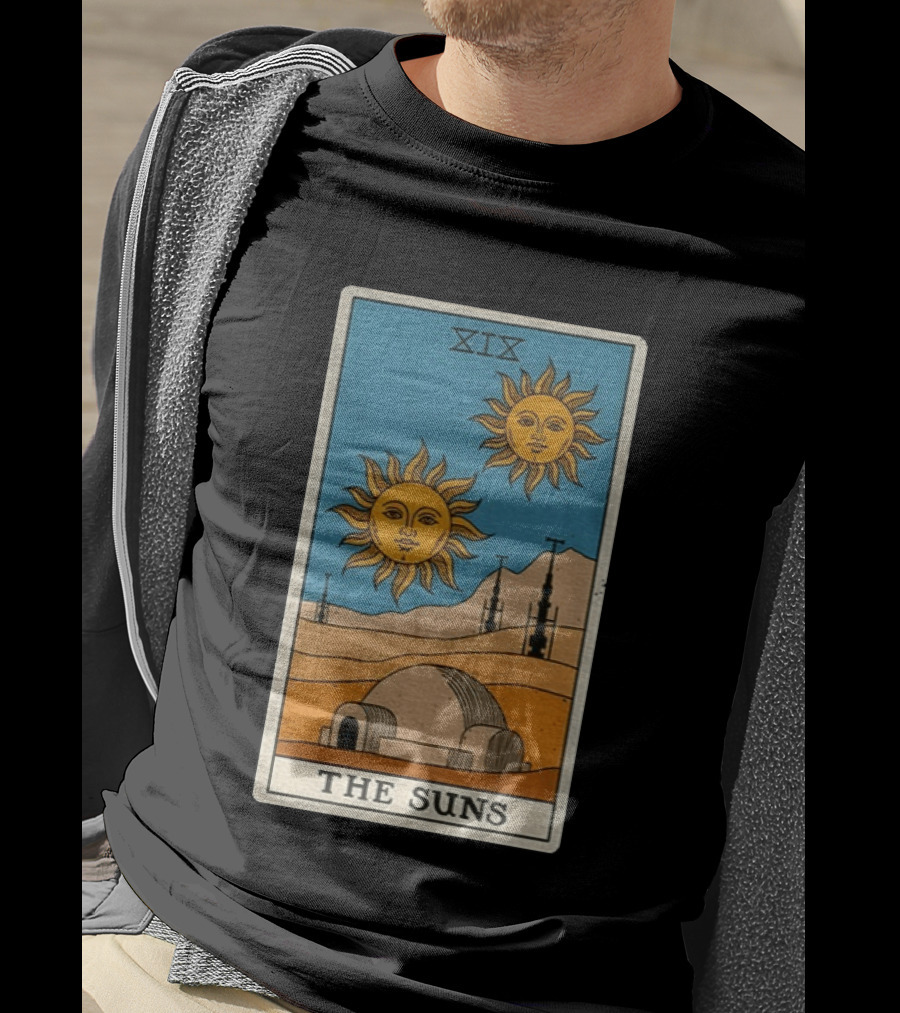 XIX The Suns Twin Suns Tarot Card Star Wars Tatooine Desert Dome T-Shirt