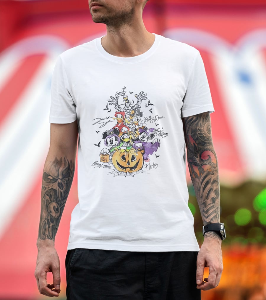 Mickey Minnie Donald Goofy Pluto Daisy Halloween Pumpkin Costume Bash T-Shirt