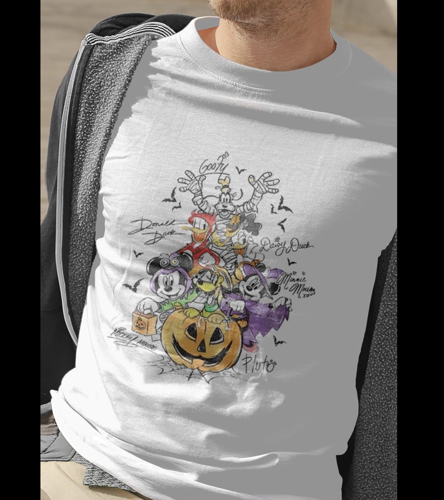 Mickey Minnie Donald Goofy Pluto Daisy Halloween Pumpkin Costume Bash T-Shirt