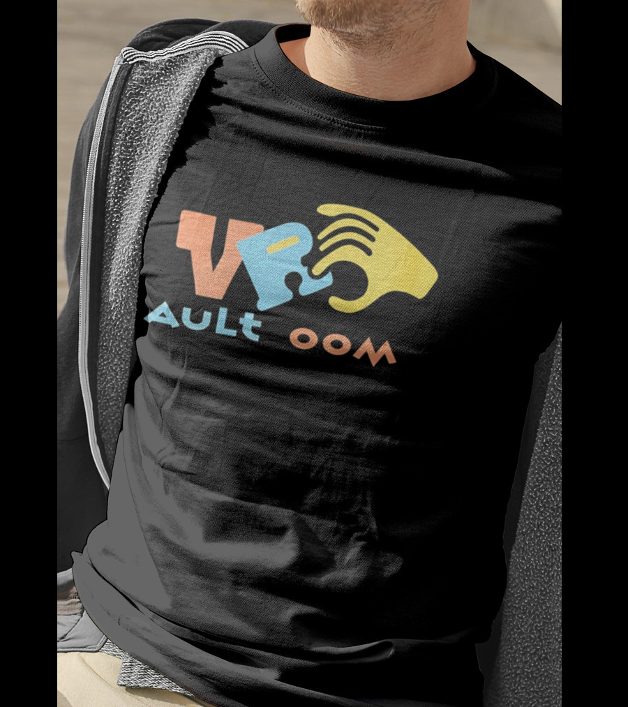 VR Vault Room Yellow Hand Blue Puzzle Piece Cartoon T-Shirt