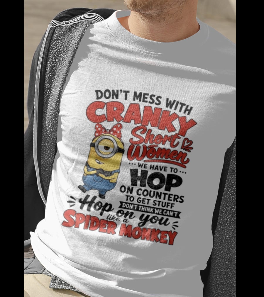 Minion Cranky Short Women Hop On Counters Spider Monkey T-Shirt