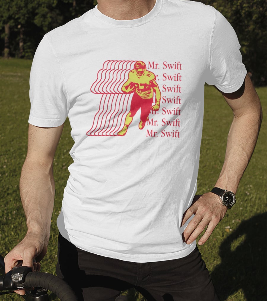 Mr. Swift Travis Kelce Football Player Graphic With Psychedelic Wave T-Shirt
