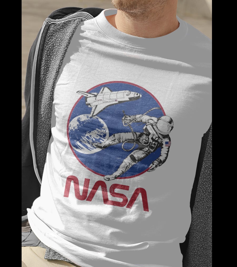 NASA Space Shuttle And Astronaut Earth Scene T-Shirt