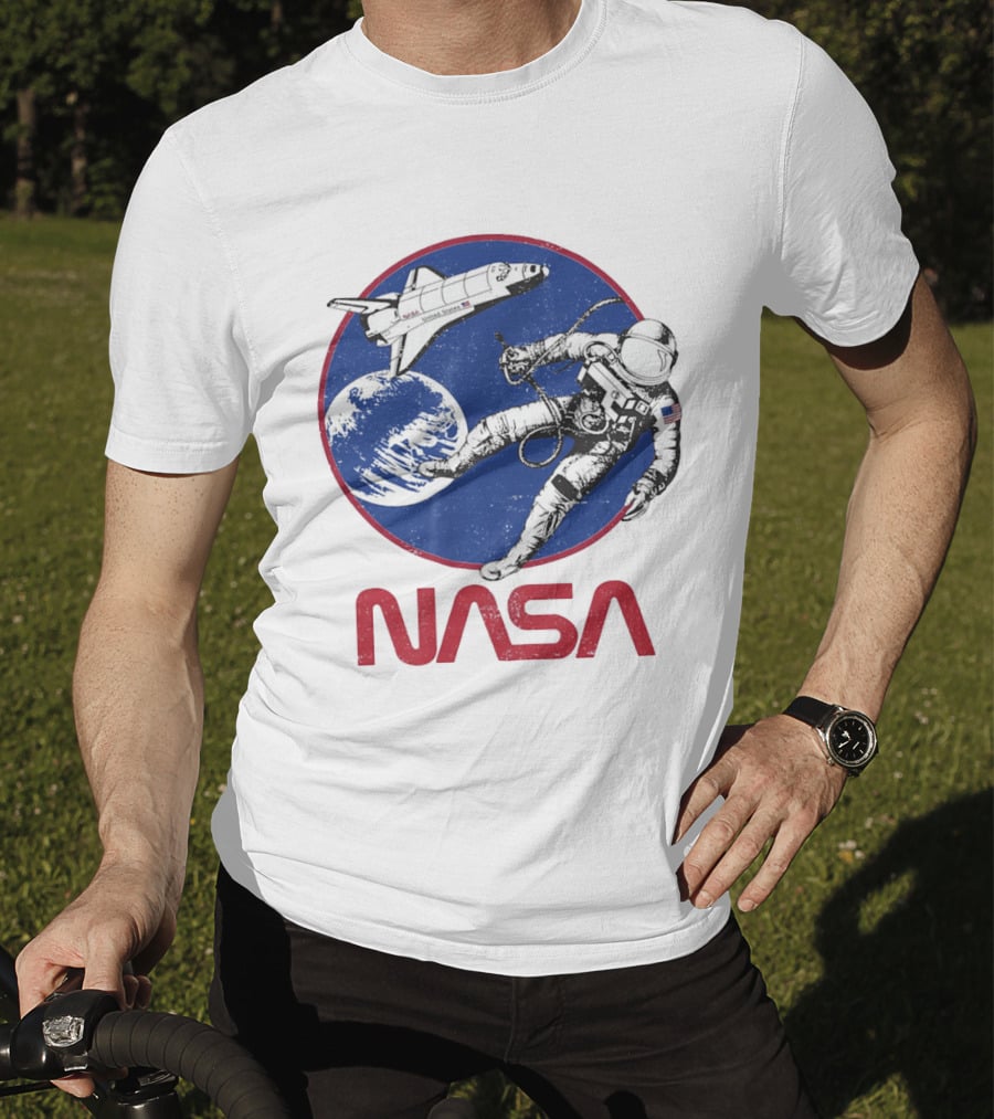 NASA Space Shuttle And Astronaut Earth Scene T-Shirt