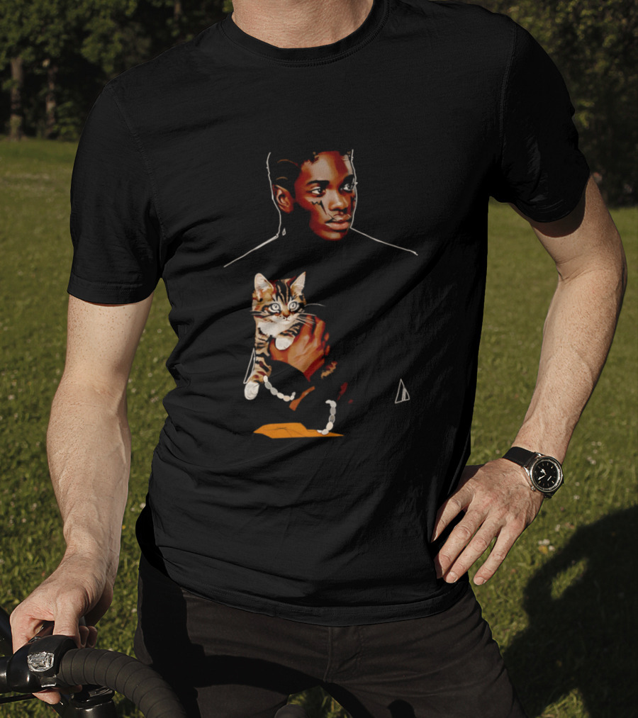 Young Man Holding A Tabby Cat Painting T-Shirt