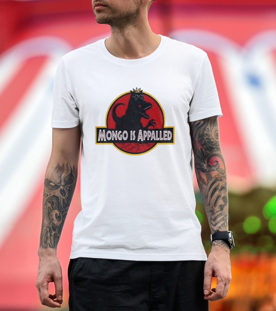 Mongo Is Appalled Dinosaur Crown Sunglasses Red Circle T-Shirt