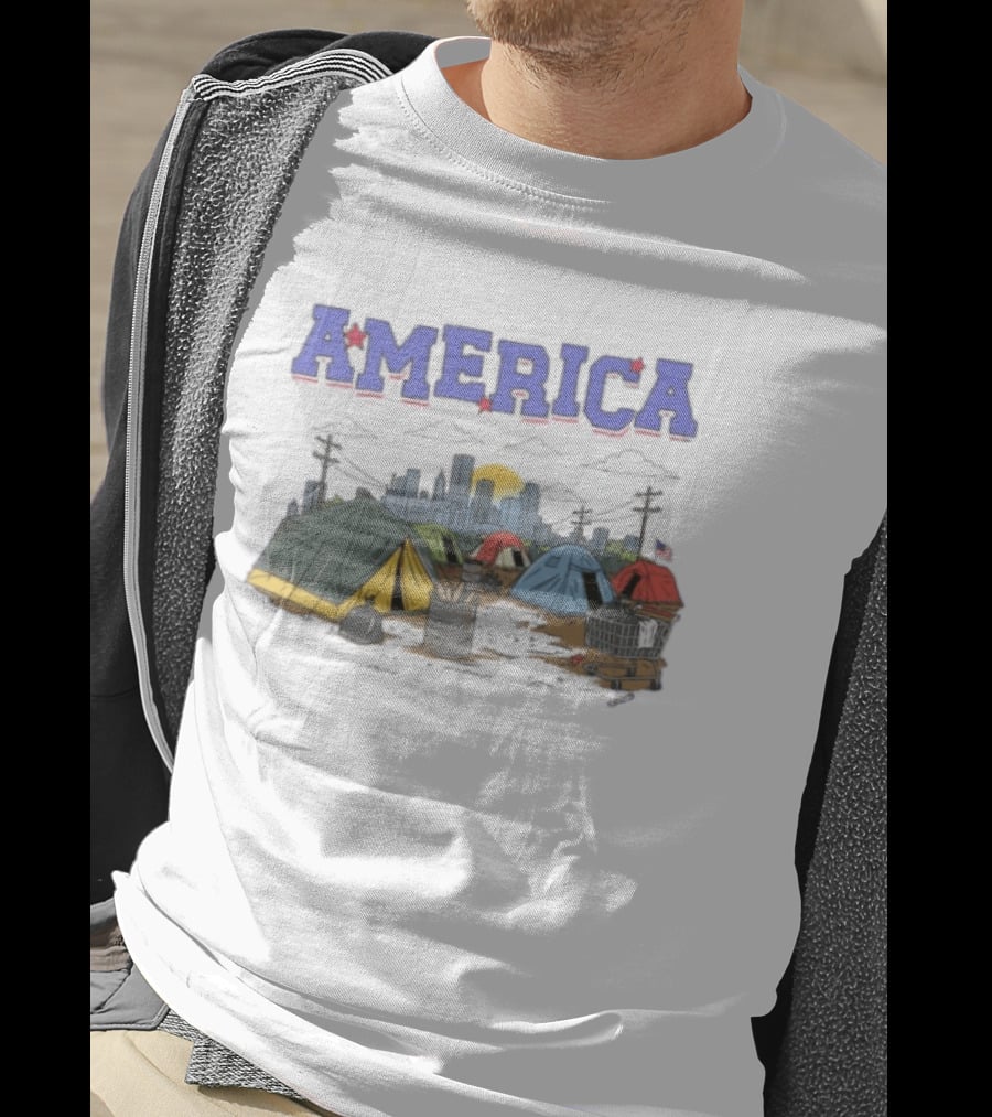America Cityscape Homeless Encampment T-Shirt