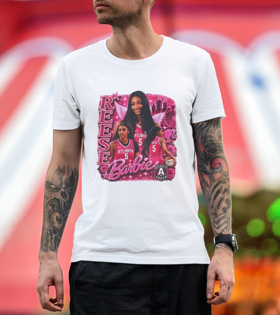 Angel Reese Atlanta Dream Barbie Pink Basketball Collage WNBA T-Shirt