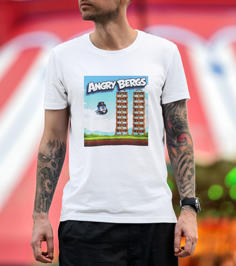 Angry Bergs Funny Parody Building Smash блоки Stack Game T-Shirt