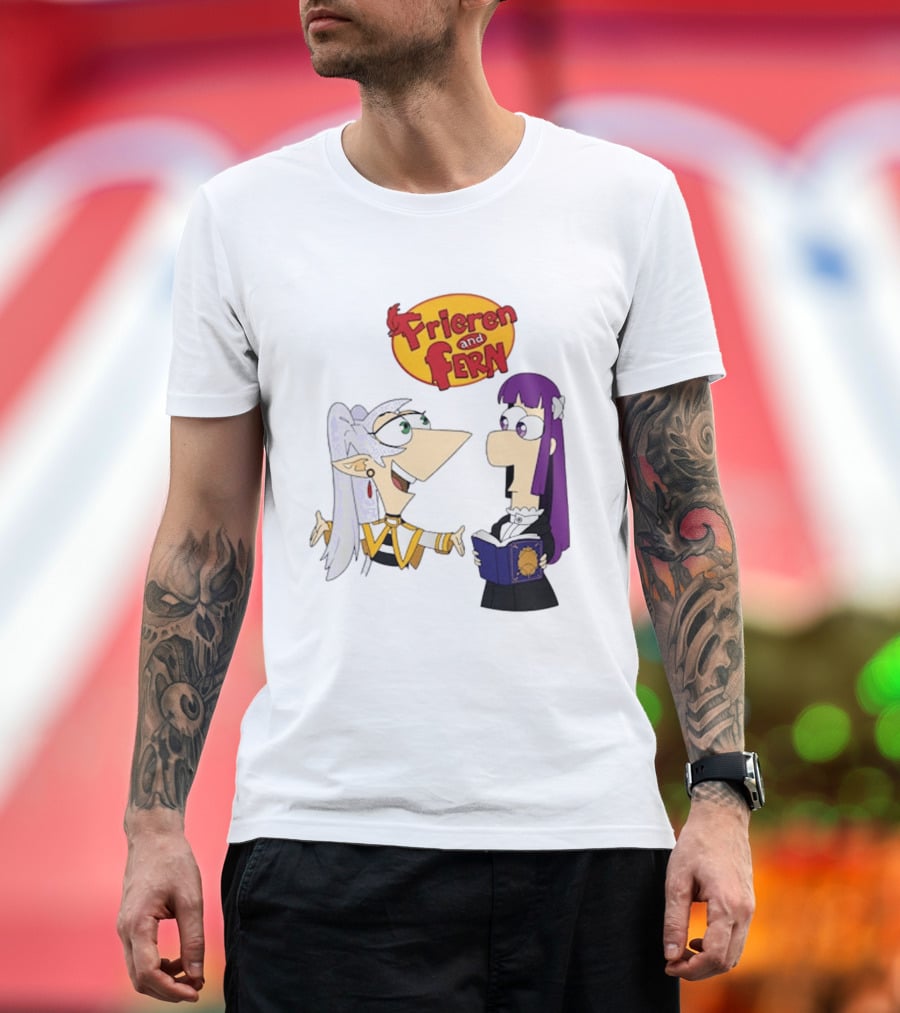 Frieren And Fern Animated Characters With Book And Unique Cartoon T-Shirt
