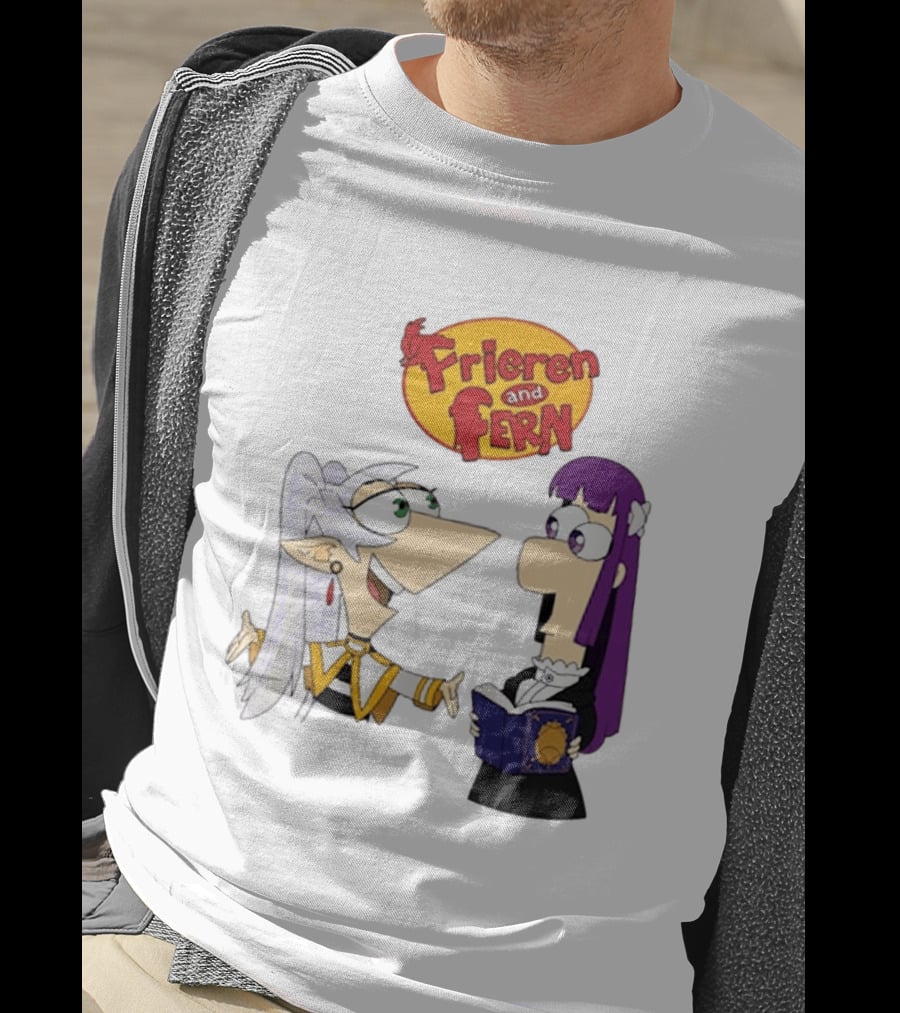 Frieren And Fern Animated Characters With Book And Unique Cartoon T-Shirt