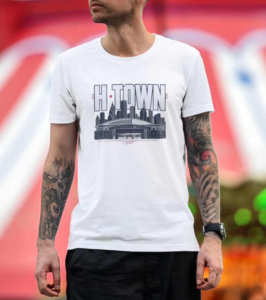 H Town Houston Texas Skyline Football Stadium T-Shirt