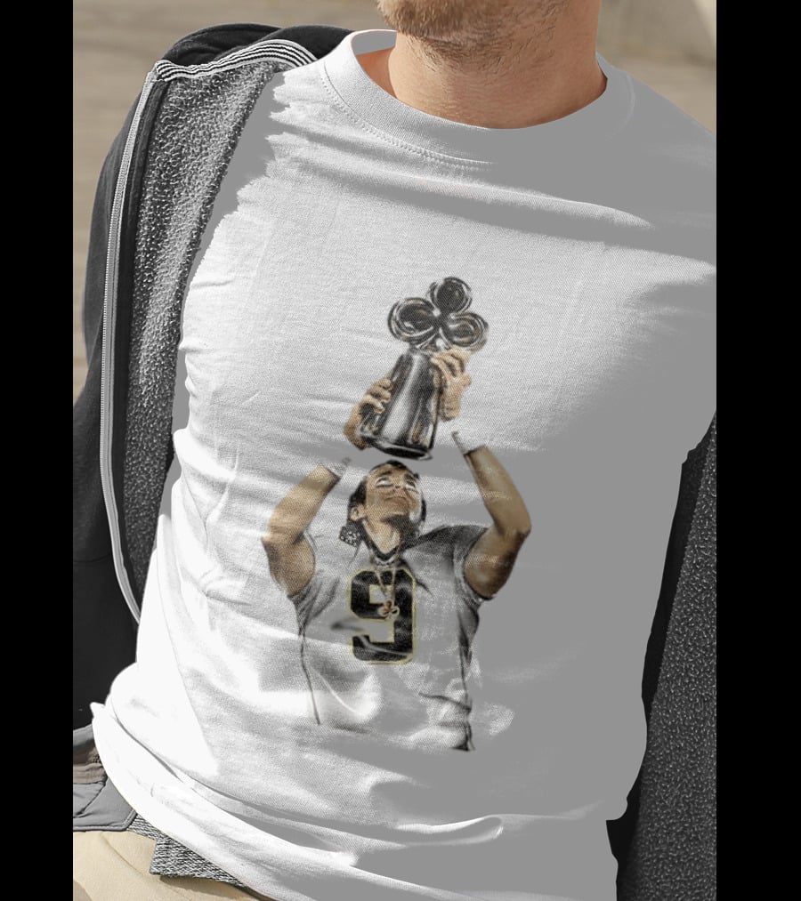 Drew Brees Saints Hall Of Fame 2026 Number 9 Trophy Celebration T-Shirt