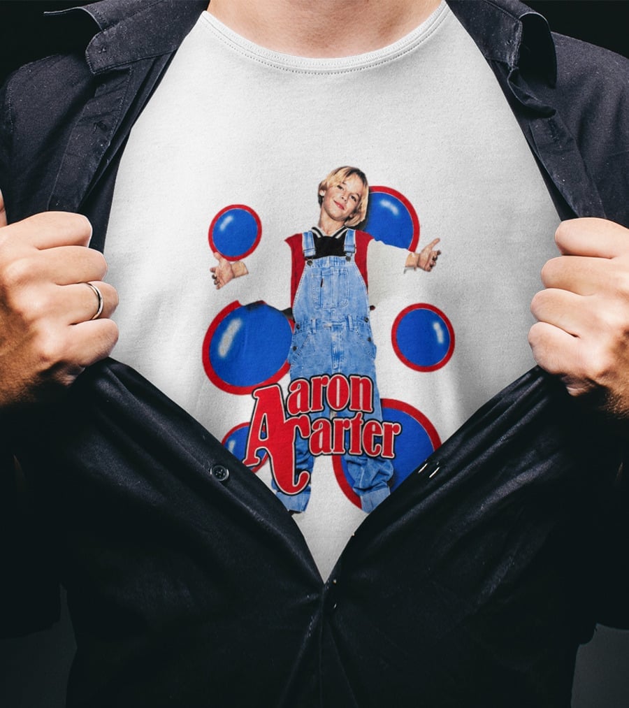 Aaron Carter Overalls Blue Red Circles Fashion T-Shirt