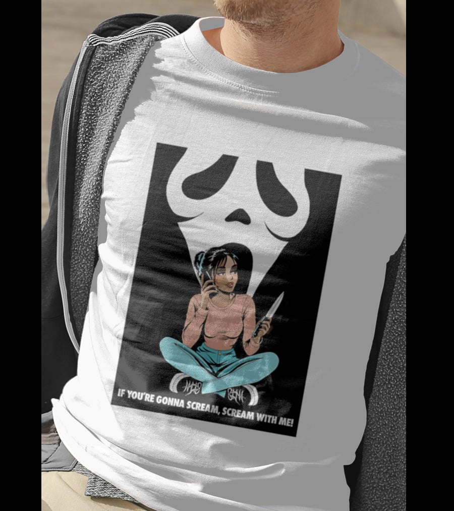 If You're Gonna Scream Scream With Me Ghostface Mask And Woman T-Shirt