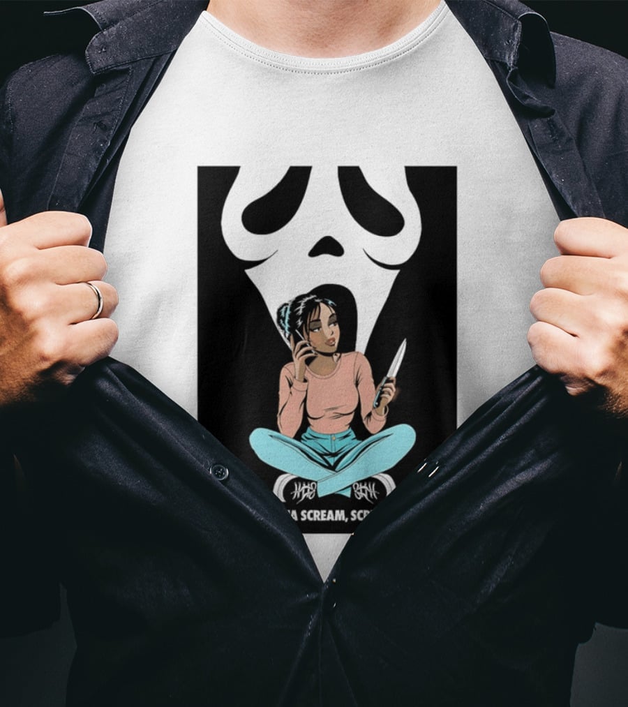 If You're Gonna Scream Scream With Me Ghostface Mask And Woman T-Shirt