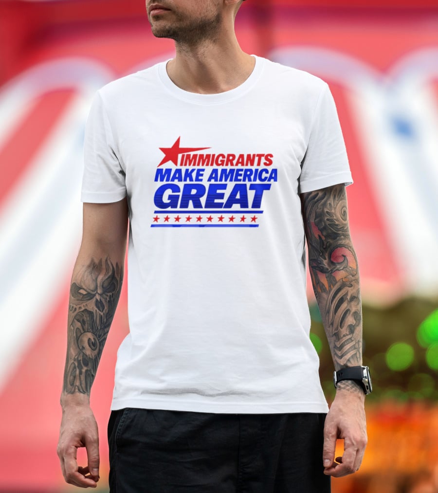 Immigrants Make America Great Red Star Political Message 2026 T-Shirt