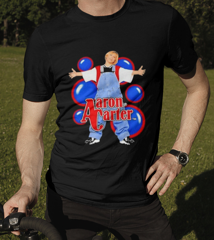 Aaron Carter Denim Overalls Bubbles Photo Bootleg T-Shirt